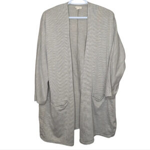 DONNI. Anthropologie Soft Ribbed Cardigan Sweater Gray Stripe One Size Fits All